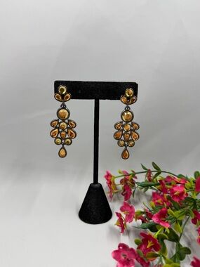 Lia Sophia Amber Teardrop Cluster Dangle Earrings